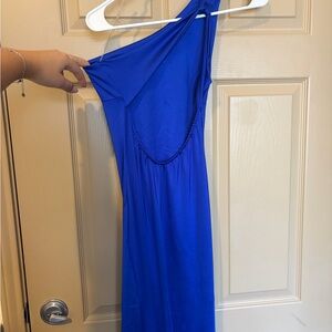 Made in Italy Vibrant Blue One-Shoulder Dress
